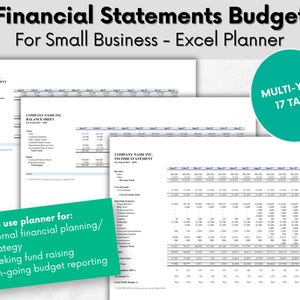 Può includere: Un pianificatore Excel digitale per i rendiconti finanziari di piccole imprese con modelli di flusso di cassa, stato patrimoniale e conto economico. Include 17 schede e testo sulla pianificazione e la raccolta fondi.