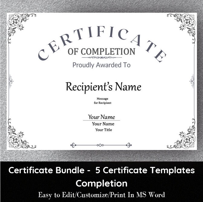 Certificate/award Bundle: Appreciation, Achievement, Completion ...