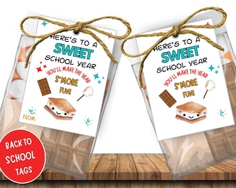 Back to School Printable Tag, First Day of School, Printable Smore Bag Label, Smore Thank You, Classroom Snack Smore Bag Tag, Welcome School