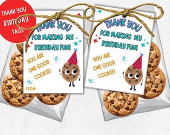 Cookie Treat Birthday Party Favor Tags, Printable Cookie Bag Labels, Cookie Appreciation, Thank You Gift Tag Labels, You are one good cookie
