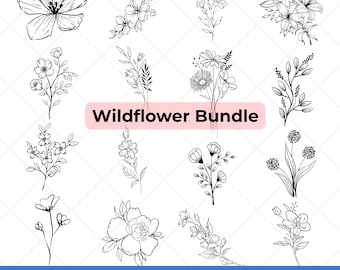 Wildflower SVG Bundle. Floral Swag, Floral Bouquet SVG, Wildflower Cut File, Daisies Roses Tulips, Botanical Floral Spring Bundle Clipart