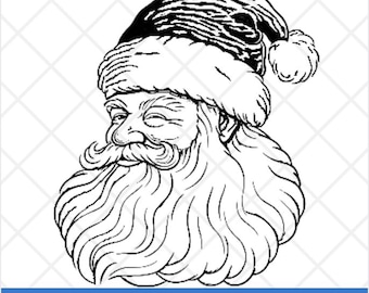 Santa Claus SVG. Santa Claus Face Clipart, Santa Claus Head, Dear Santa, Santa Clause Outline, Vintage Santa Winking, Christmas, Holiday