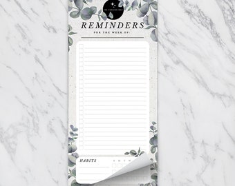 Reminder List Magnetic Notepad - Eucalyptus - To-Do List Notebook With Habit Tracker - 40 Pages