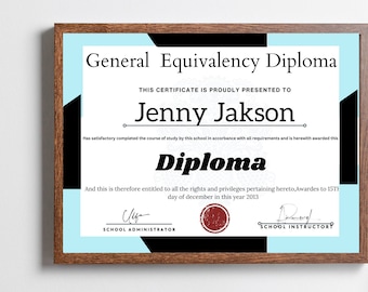 General Equivalency Diploma, Customized GED diploma, Editable Ged Diploma, GED Diploma Template, General Education Diploma, Instant Download