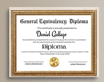 General Equivalency Diploma| Customized GED diploma, Editable Ged Diploma| GED Diploma Template| General Education Diploma| Instant Download