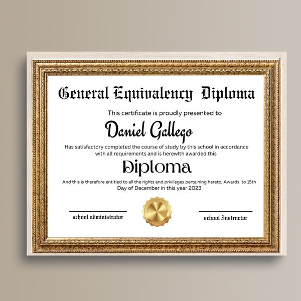 Ged Dipolma Template Etsy