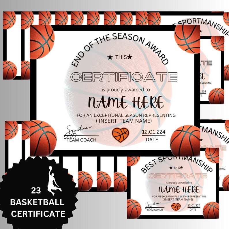 Editable Basketball Award /certificates Award Ceremony Certificates