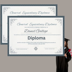 General Equivalency Diploma, Customized GED diploma, Editable Ged Diploma, GED Diploma Template, General Education Diploma, Printable image 5