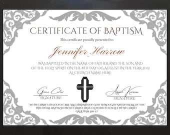 Editable Baptism Certificate Template, Printable Minimalist Certificate of Baptism, Certificates, Canva Christening Keepsak,Instant Download