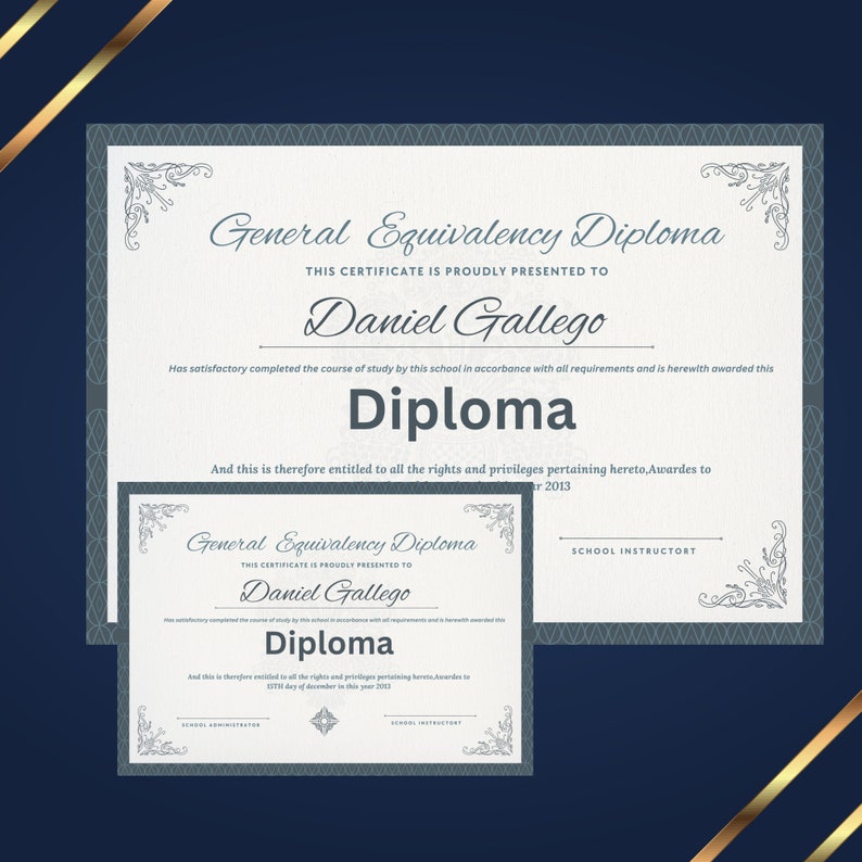 General Equivalency Diploma, Customized GED diploma, Editable Ged Diploma, GED Diploma Template, General Education Diploma, Printable image 3