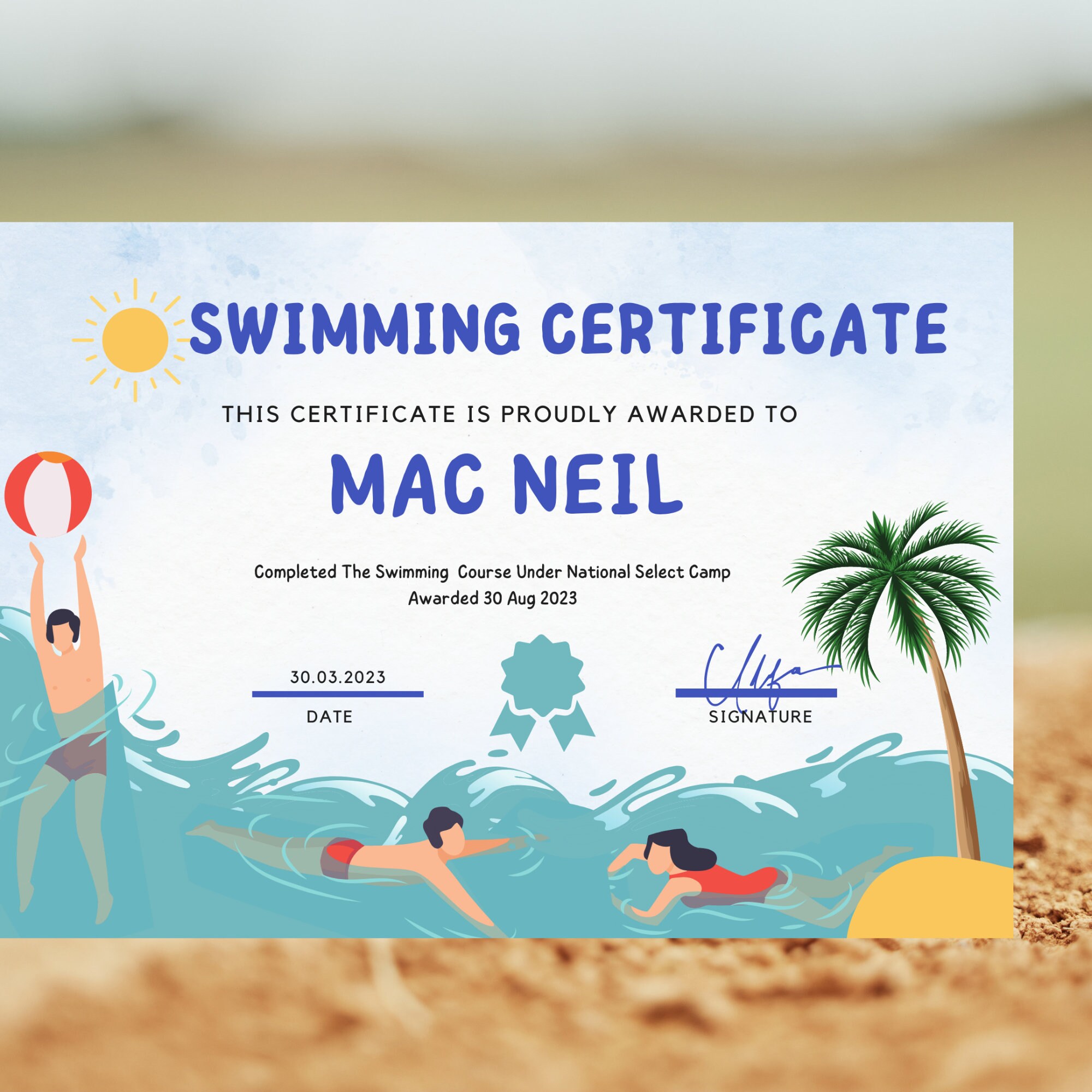 EDITABLE Swim Team Award Certificates INSTANT DOWNLOAD - Etsy