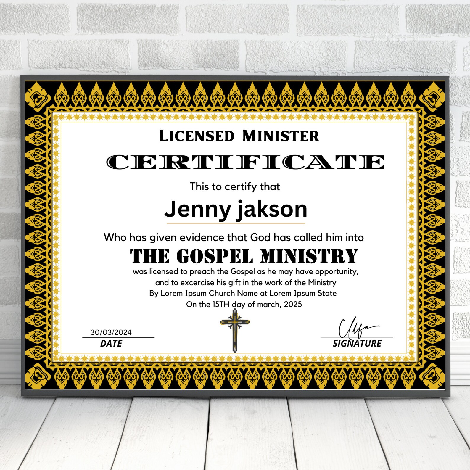 Editable License to Preach Template, Printable Certificate of License ...