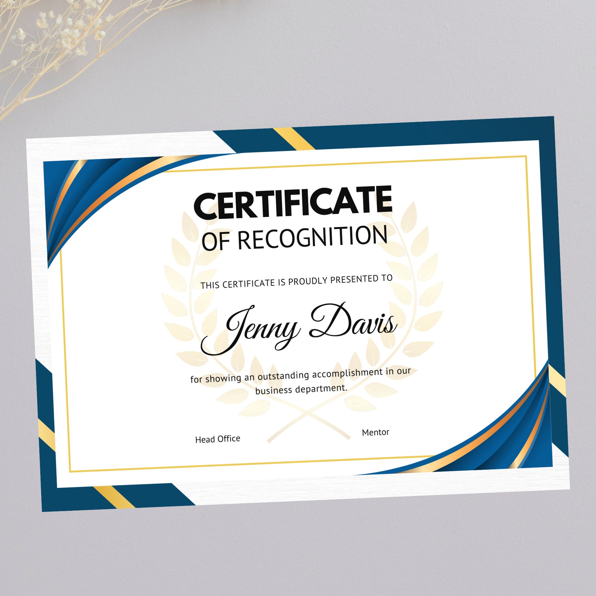Recognition Certificate Template Editable Certificate of - Etsy