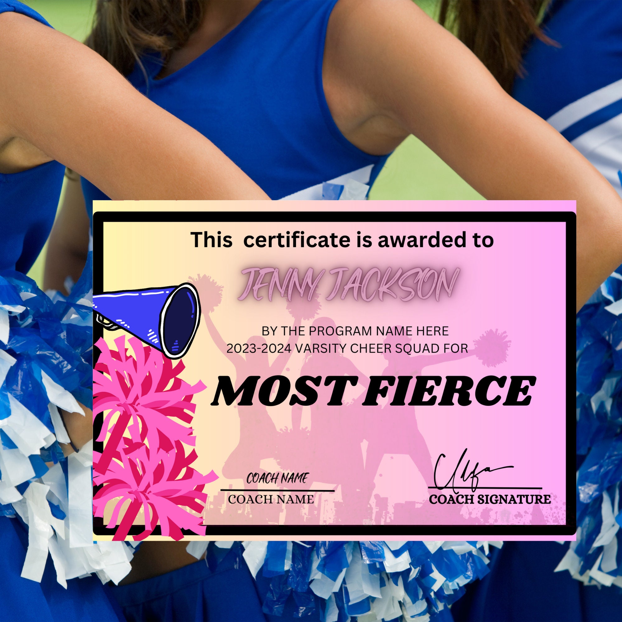 Editable Cheerleading Certificate Cheer Squad Awards Etsy