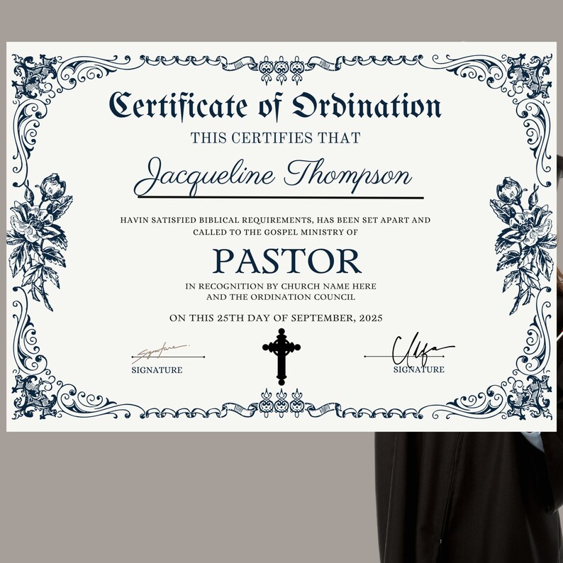 Pastor Ordination Certificate Template Editable Certificate of Pastor Ordination Certificate Template Editable Certificate of