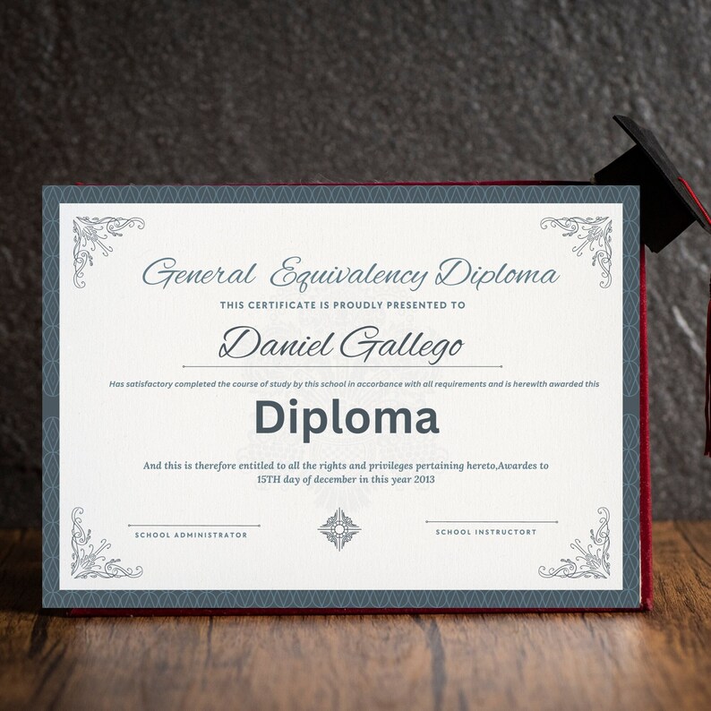 General Equivalency Diploma, Customized GED diploma, Editable Ged Diploma, GED Diploma Template, General Education Diploma, Printable image 1