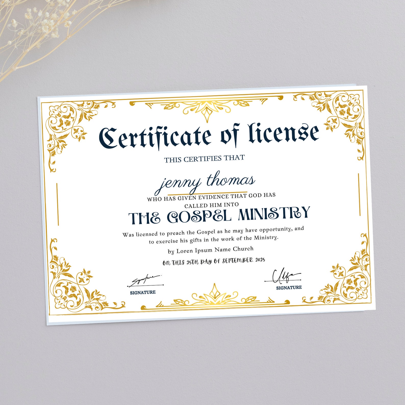 Editable License to Preach Template Printable Certificate of - Etsy