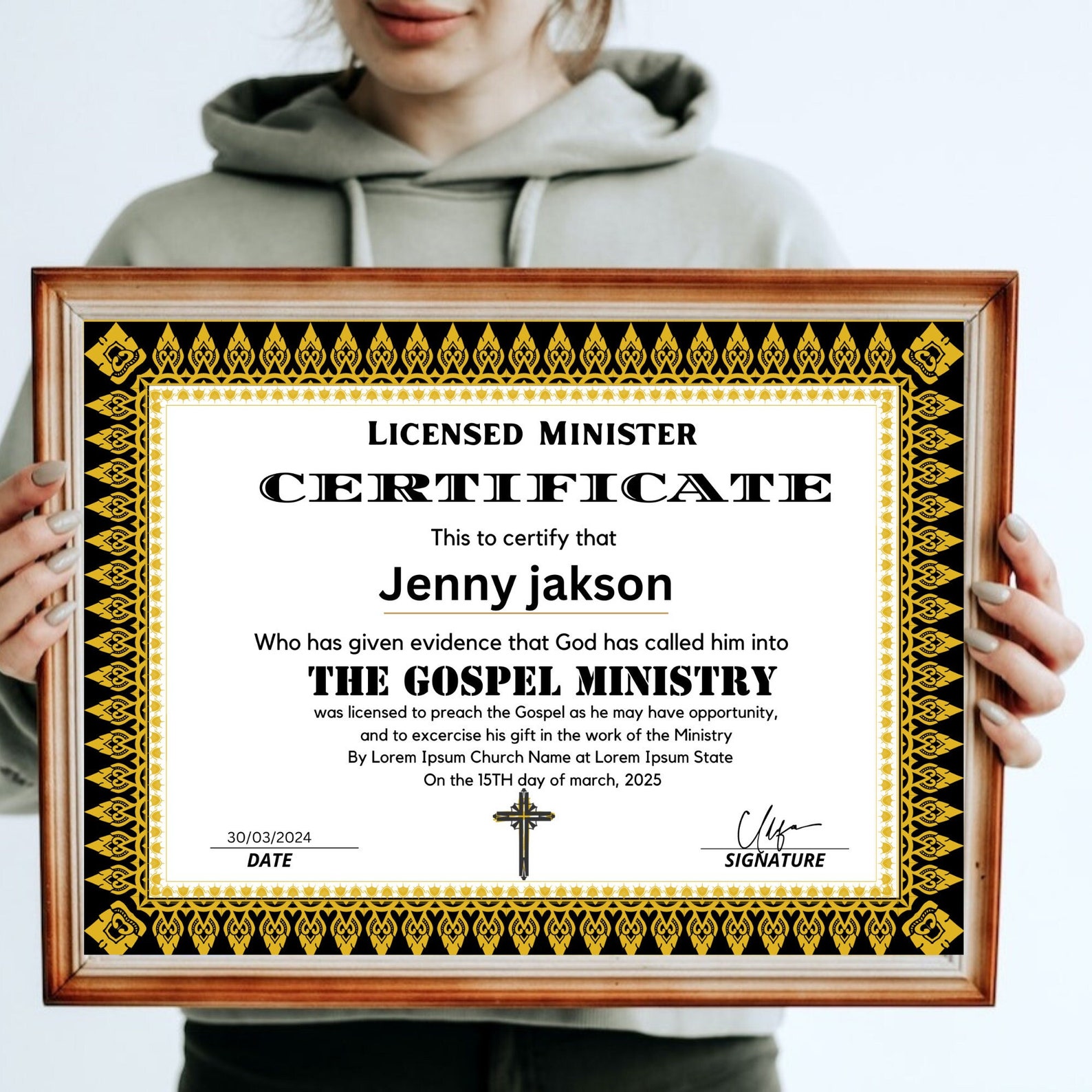 Editable License to Preach Template, Printable Certificate of License ...