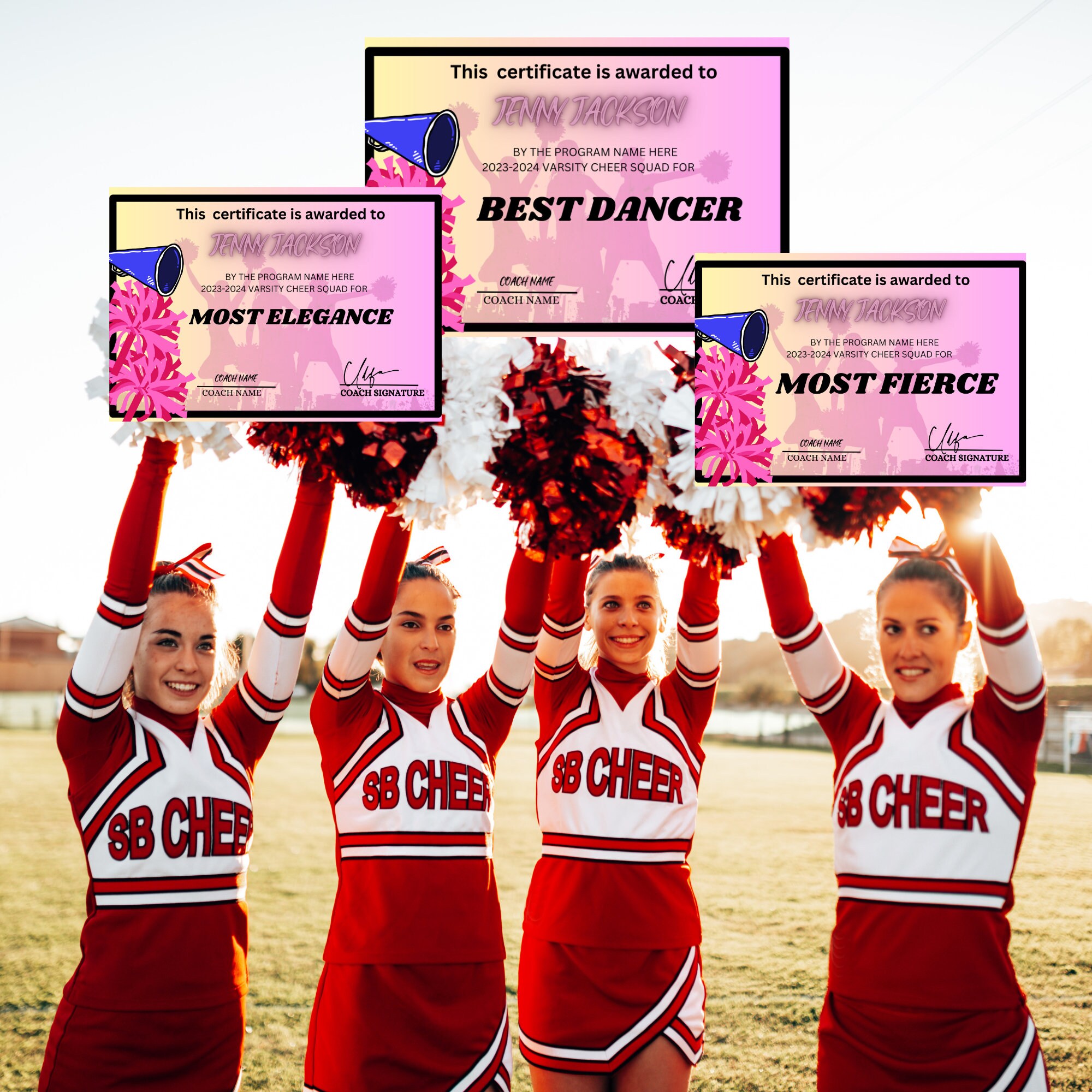 Editable Cheerleading Certificate Cheer Squad Awards Etsy