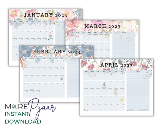 Hindu Calendar 2023 Includes Major Hindu Festivals and US - Etsy