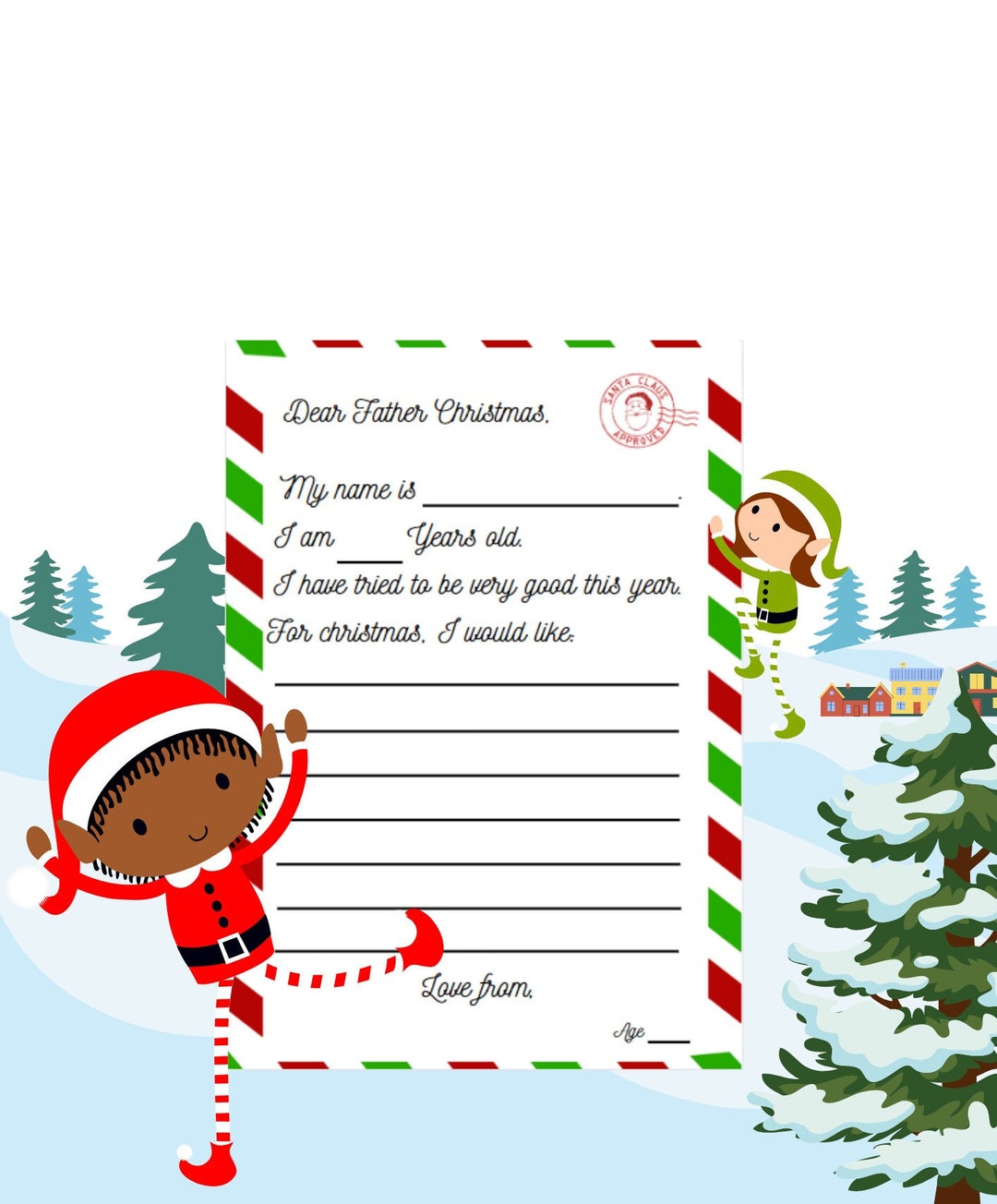 Letter To Father Christmas North Pole HQ Digital Copy Printable Etsy