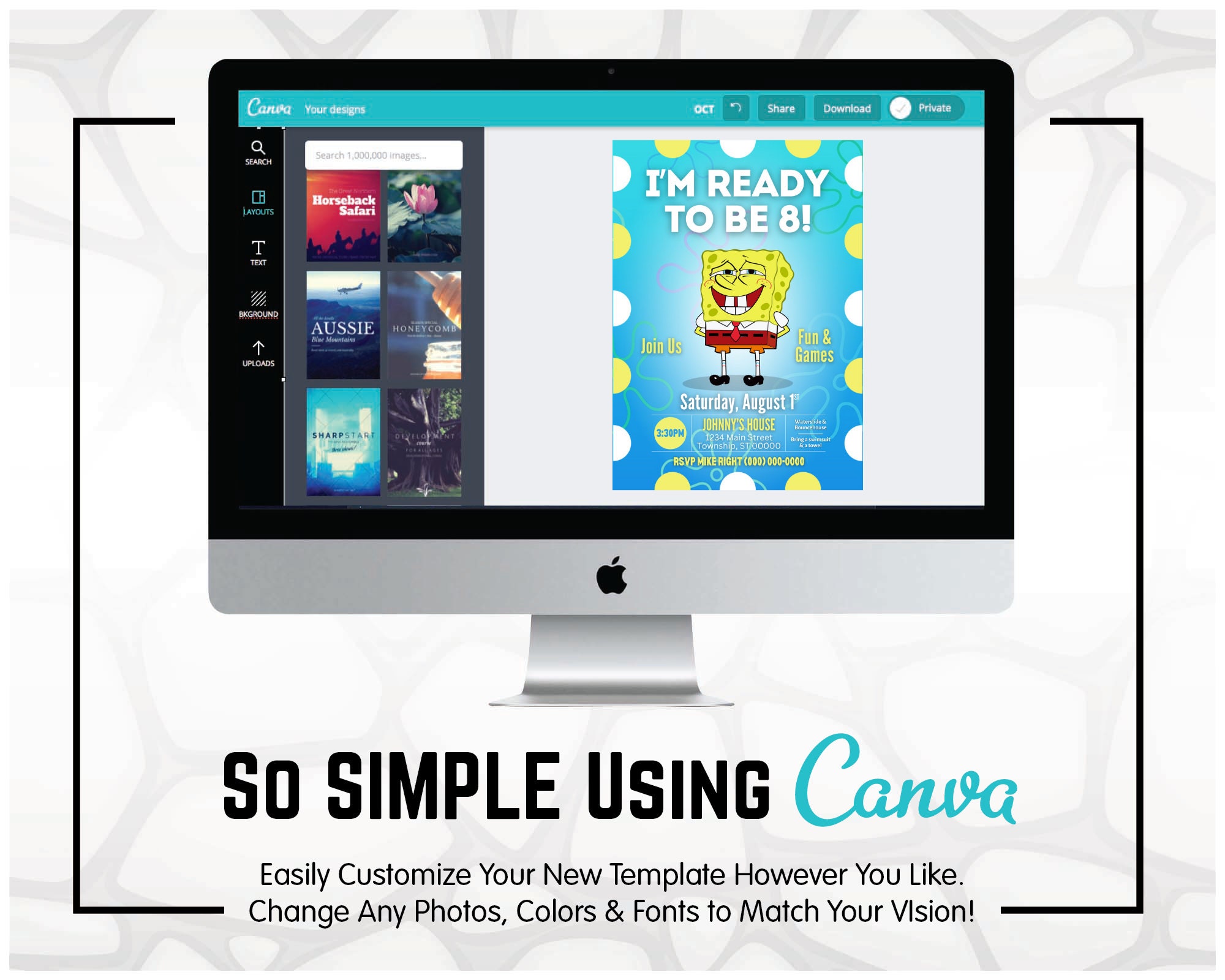 Spongebob Birthday Card, Spongebob Invitation, Cartoon Birthday ...