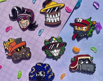 Toontown Corporate Clash 1.5&quot; Enamel Pins- High Roller, Duck Shuffler, Major Player, Firestarter, Pacesetter, Rainmaker, Chainsaw Consultant