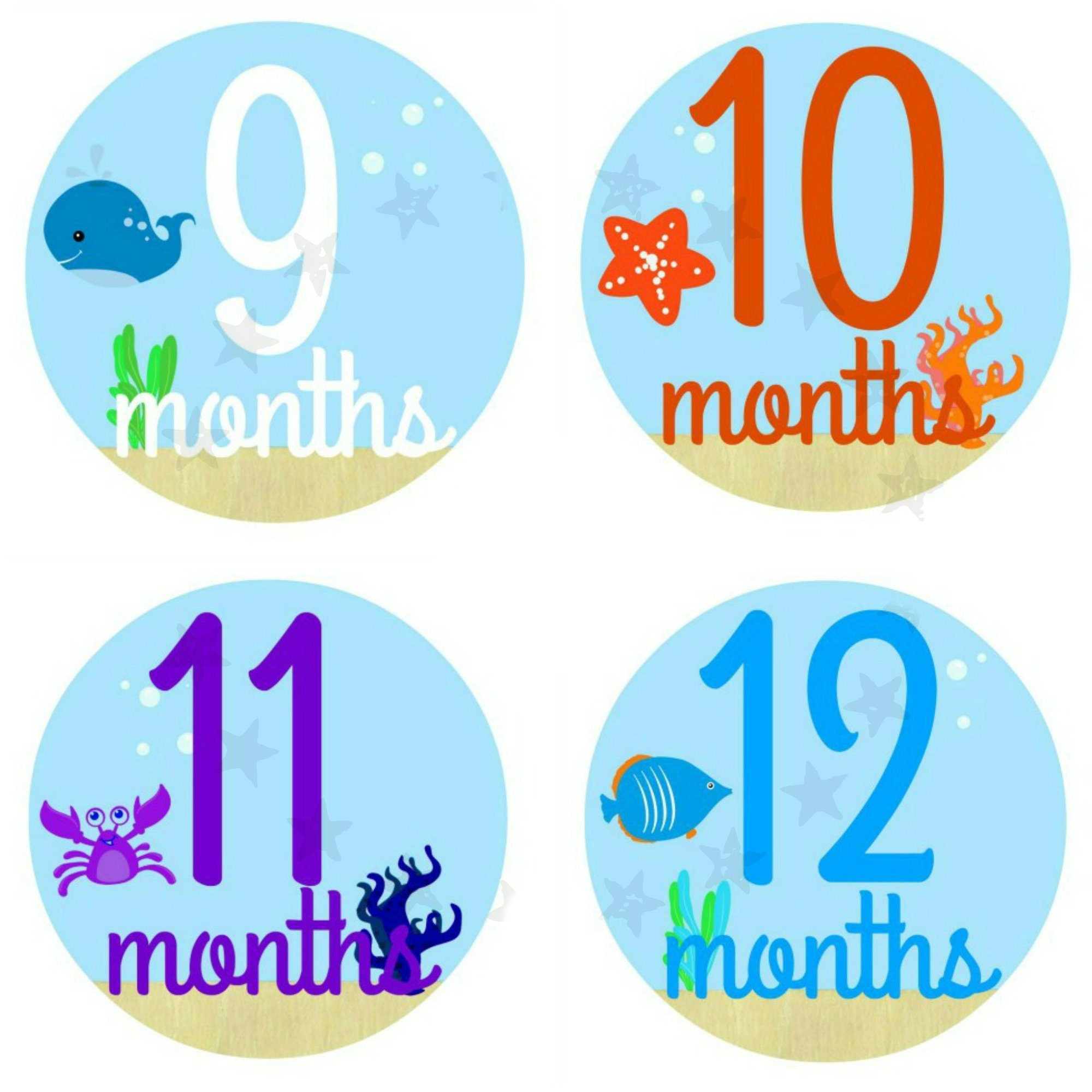 Printable Monthly Baby Stickers, Monthly Milestones, Baby Shower, Boy ...