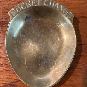 Vintage Solid Brass Pocket Change Trinket Holder/Coin Dish