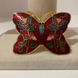 Butterfly Belt Buckle Vintage 80s Green Rhinestone Statement 4\