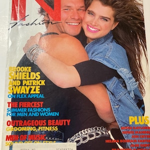 Na revista Fashion do verão de 1986, Patrick Swayze e Brooke Shields capa