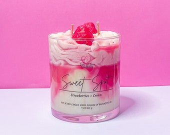 Sweet Spot, Strawberry Cheesecake Candle, Dessert Candle, Handmade Candle, Gifts for Her, Sweet Strawberry Candle, Food Candle, Soy Candle