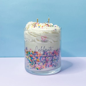 Happy Birthday Dessert Candle | Birthday Candle | Handmade Candle | Sprinkle Candle | Decorative Candle | Sugar Cookie| Bakery Scent Candle
