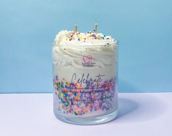 Happy Birthday Dessert Candle | Birthday Candle | Handmade Candle | Sprinkle Candle | Decorative Candle | Sugar Cookie| Bakery Scent Candle