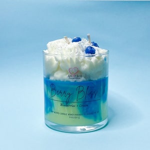 Blueberry Cheesecake Dessert Candle, Food Candle, Luxury Dessert Candle, Marble Candle, Whipped Candle, Candle Gifts for Her