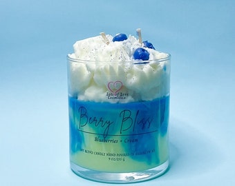 Blueberry Cheesecake Dessert Candle: 9oz Soy Blend, 60+ Hour Burn