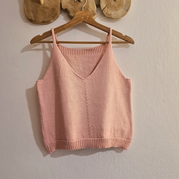 Knitted cotton top. Hand Made Womens Top. I'll knit a top for you -Drops design. Casual summer knit cotton singlet.