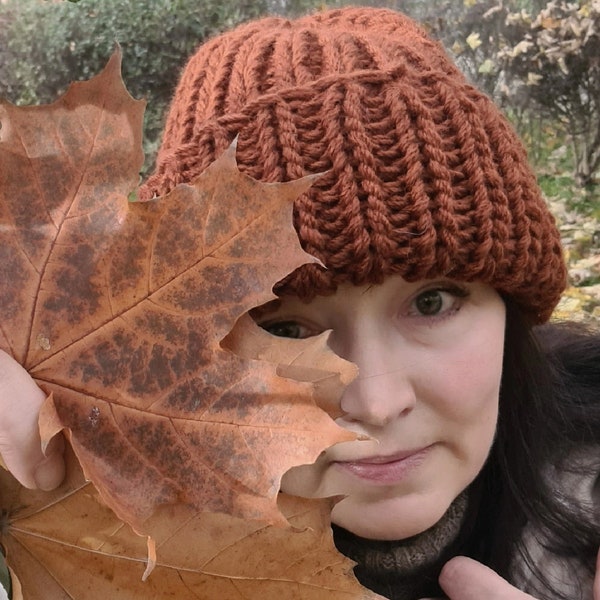 Hat knitted. Chunky knitted hat. Merino hat. Wool hat. Winter women hat. Gift for her