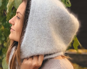 Hood, hat, balaclava, snood. Angora yarn