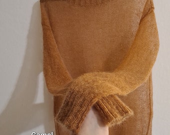 Custom hand knit sweater, oversized mohair sweater