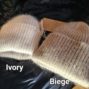 Angora Mütze Damen Strick Wintermütze Beanie Wintermütze Angora Beanie Damen Wintermütze Angora flauschige Mütze Handgestrickte Mütze
