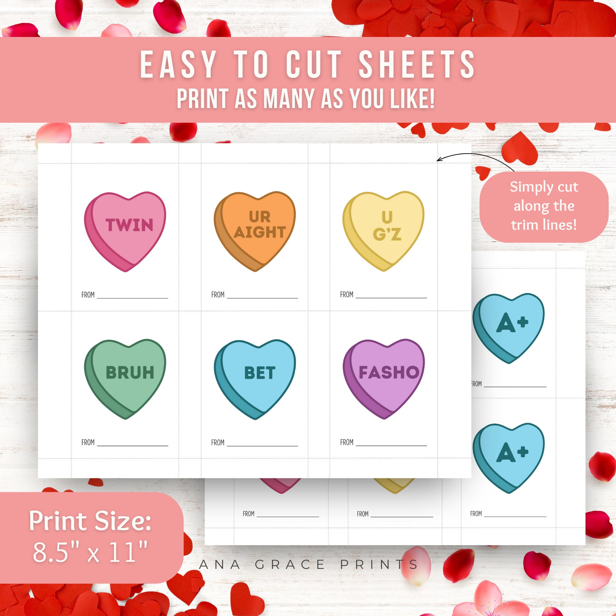 Printable Teen, Tween Valentines Day Cards INSTANT DOWNLOAD Classroom ...