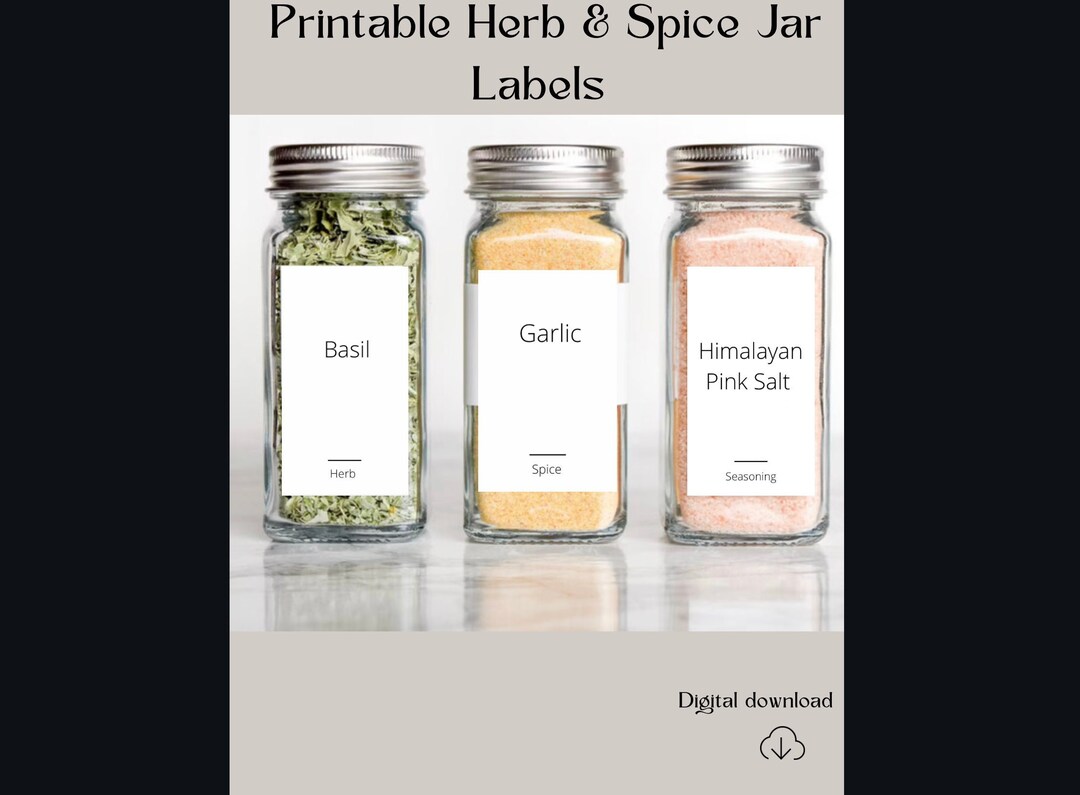 Printable Spice Labels, Spices Jar Labels , Storage Sticker, DIY