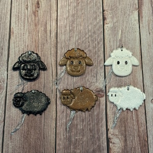Handmade Ceramic Sheep Ornament: Black, White, or Brown