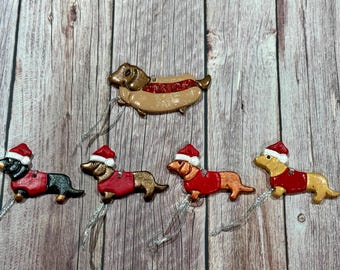 Handmade Dachshund Ornament: Ceramic Dog Lover Gift