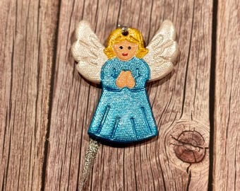 Ornement d'ange en céramique fait main : décoration de Noël peinte à la main