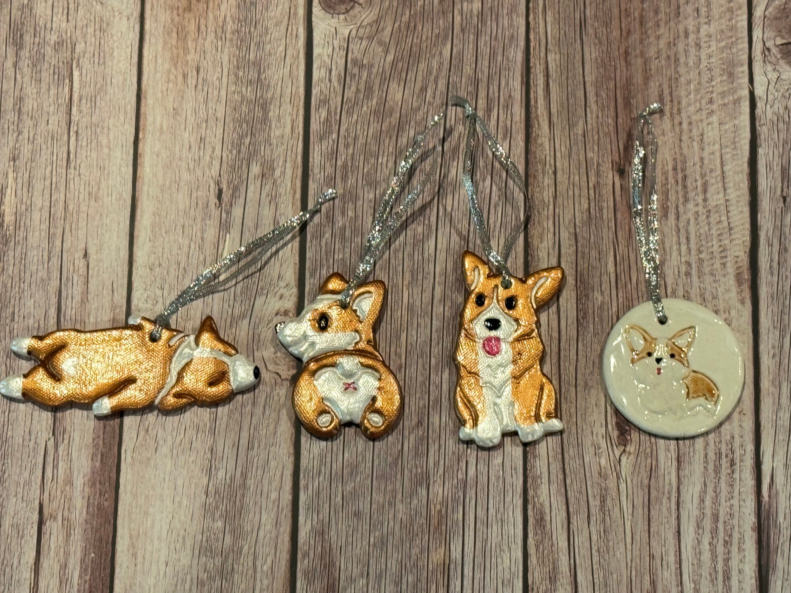 Hand Carved Corgi Ornament: Ceramic Corgi Lover Gift