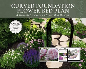Curved Foundation Flower Bed Plan Front Yard Landscaping Plan Foundation Planting Layout Low Maintenance Flower Bed Design Full Sun Zone 5–8