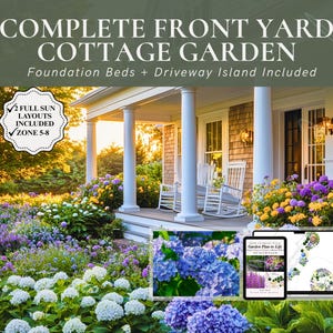 Front Yard Landscaping Plan with Hydrangeas Low Maintenance Flower Bed Layout Full Sun Cottage Garden Zones 5 to 8 Design Blueprint