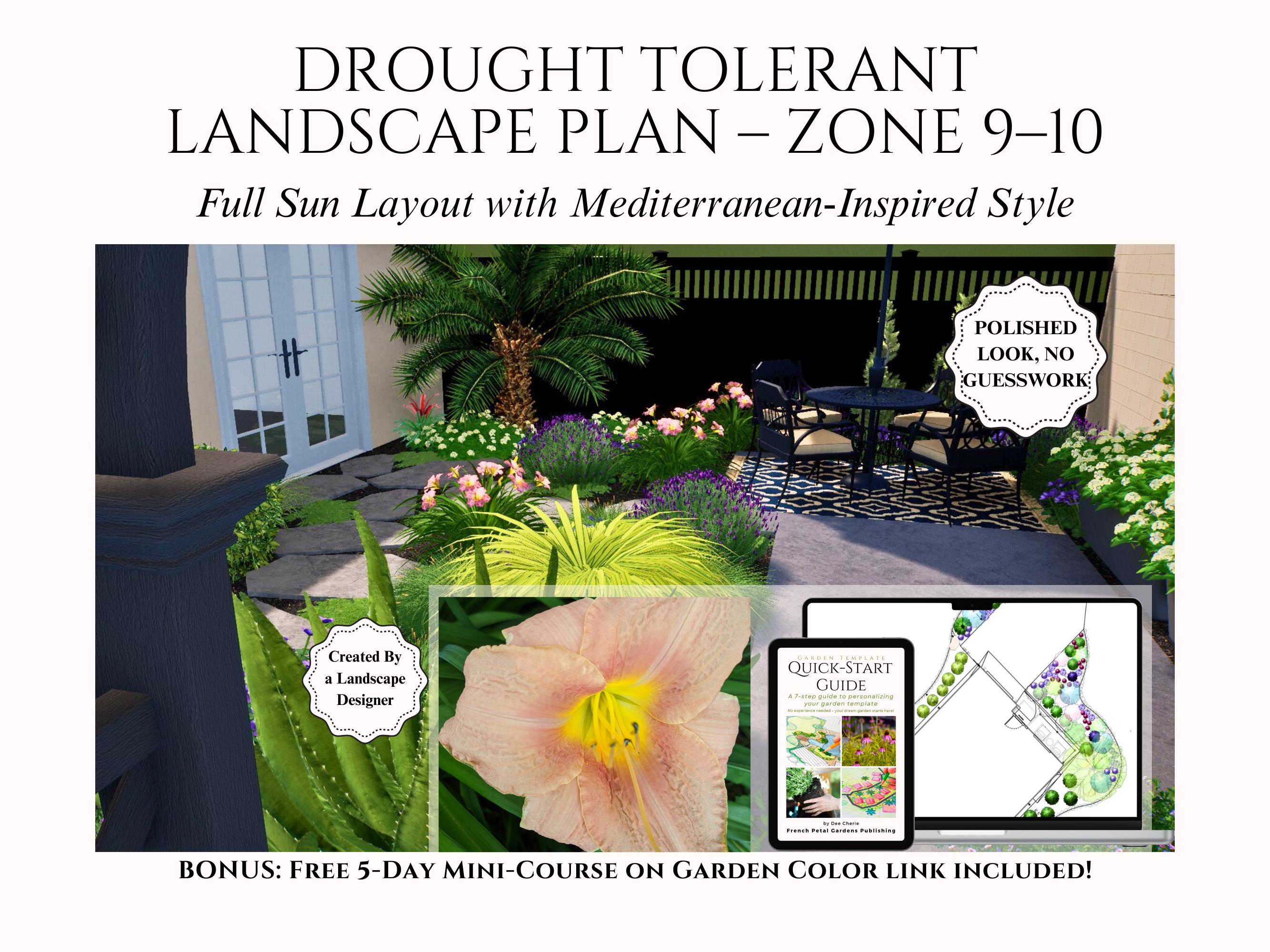 Xeriscape Landscape Plan: Drought Tolerant Mediterranean Garden (digital  Download) - Etsy, image size:2667x2000